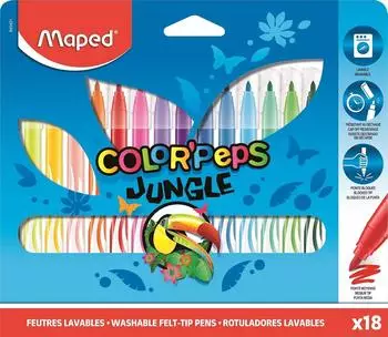 Maped COLOR'PEPS Jungle Fasermaler, 18er Kartonetui (845421)