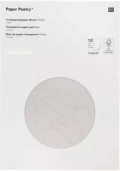 Rico Design Transparentpapierblock Punkte, DIN A4, 113g/m², gold, 12 Blatt