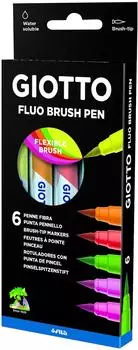 Giotto Turbo Soft Brush Fluo Filzstifte, 6er-Etui (F427200)