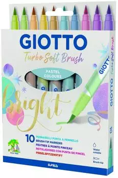Giotto Turbo Soft Brush Pinselmarker wasserl&ouml;slich, 10 Pastellfarben (F426900)