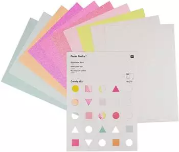 Rico Design Glitterpapier Candy Mix A4 Einseitig Weiß Effektpapier