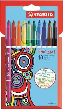 STABILO Trio 2 in 1 Filzstift & Fineliner, 10er Pack (223/10-01)