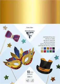 Clairefontaine Metallic-Karton 25x35cm 230g, farbig sortiert, 10 B&ouml;gen (354595C)