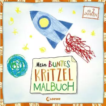 Loewe 978-3-7432-0522-2 Mein buntes Kritzel-Malbuch Rakete (orange)