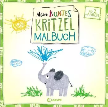 Loewe 978-3-7432-0521-5 Mein buntes Kritzel-Malbuch Elefant (grün)