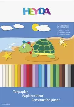 Heyda 5 x Tonpapier-Superblock 24x34cm 25 Farben sortiert