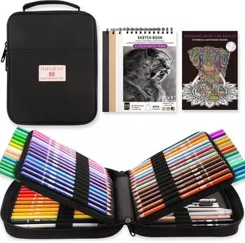 LuxusKollektion Buntstifte-Set 80-teilig, 72 Farben, Soft Core, mit Zubeh&ouml;r & Etui