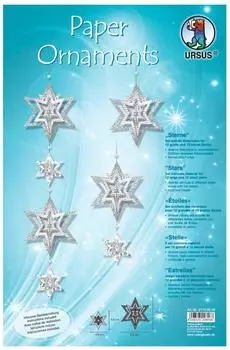 Ursus URSUS Bastelset Paper Ornaments Sterne, Material f&uuml;r je 12 gro&szlig;e und kleine Sterne