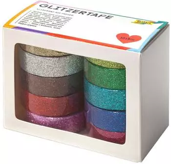 Folia Glitzer Tape, 10 Rollen farbig sortiert, je Rolle ca. 5 m x 15 mm