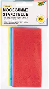 Folia Moosgummi Stanzteile Zahlen, 150 St&uuml;ck, farbl. sortiert