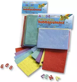 Folia Moosgummi Stanzteile, Buchstaben, 130 St&uuml;ck, farbig sortiert, ca. 1,5 cm