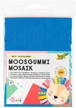Folia Moosgummi Mosaik, selbstklebend, 6 B&ouml;gen, ca. 15 x 20 cm, 2 mm stark, farbig sortiert
