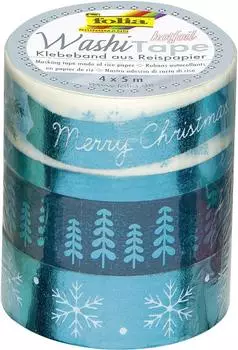 Folia Washi Tape, Hotfoil eisblau, 4er Set