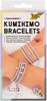 Folia Armband-Kn&uuml;pfset Kumihimo Bracelets PASTELL RAINBOW