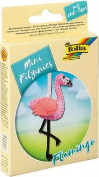 Folia Filz N&auml;hset f&uuml;r Kinder Mini Filzinie, Anh&auml;nger Flamingo, 11 teilig