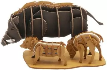 Fridolin Papiermodell 3D Wildschweinfamilie