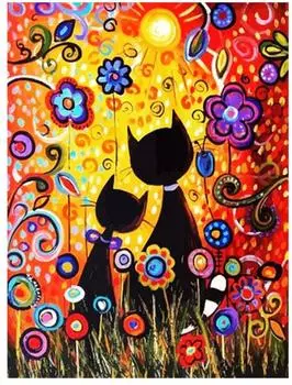 Pracht Creatives Hobby Pracht Diamond Painting Katzen mit Blumen 30 x 40 cm