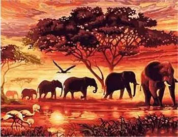 Pracht Creatives Hobby PRACHT Diamond Painting Elefanten in der Savanne 40x30cm