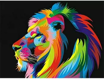 Pracht Diamond Painting Regenbogenl&ouml;we 30 x 40 cm