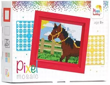 Pracht Pixel Mosaik Geschenkverpackung Pferd, Pixelbild mit Rahmen zum Gestalten