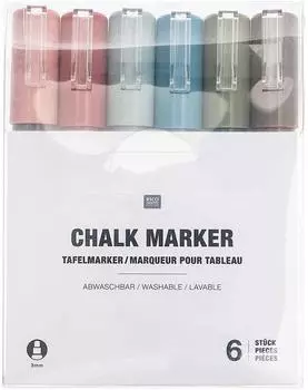 Rico Design Fl&uuml;ssigkreide-Tafelmarker Set Erdfarben 3mm, 6 Farben