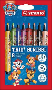 STABILO Trio Scribbi PAW Patrol Dreikant-Filzstifte, 8er-Etui (368/8-05)