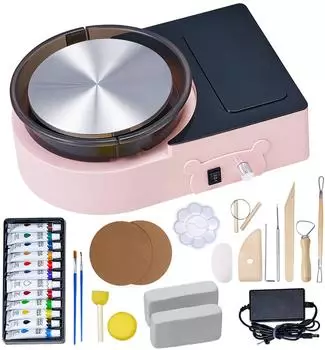 VEVOR Mini-T&ouml;pferscheibe elektrisch &Oslash; 158 mm Rosa