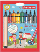 STABILO Gefederter Dreikant-Filzstift - Trio Scribbi - 8er Pack - 8 verschiedene