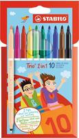 STABILO 222/10-01 Filzstift und Fineliner in einem - STABILO Trio 2 in 1 - 10er Pack