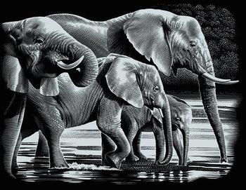 Elefanten Mammut Scraper silber ohne Rahmen Kratzbild Kratzbilder 