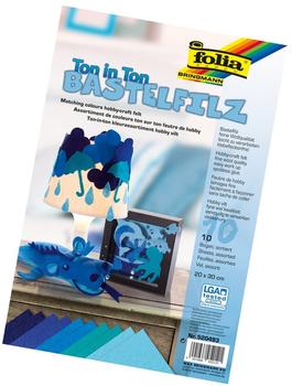 Folia Ton in Ton Bastelfilz 20x30cm 10 Blatt blau sortiert
