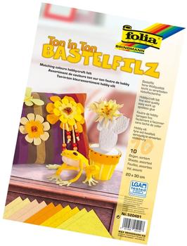Folia Ton in Ton Bastelfilz 20x30cm 10 Blatt gelb sortiert
