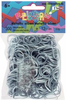 Rainbow Loom Silikonbänder 300 Stück metallic silber