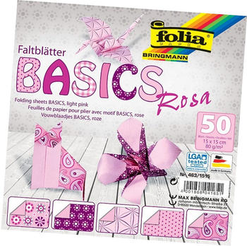Folia Faltblätter Basics 80g/m² 15x15cm 50 Blatt rosa