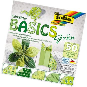 Folia Faltblätter Basics 80g/m² 20x20cm 50 Blatt grün