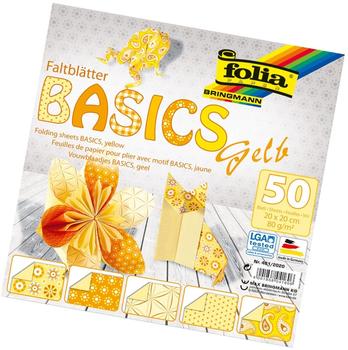 Folia Faltblätter Basics 80g/m² 20x20cm 50 Blatt gelb
