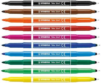 STABILO Filzstift und Fineliner Trio 2 in 1 schwarz