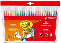Filzstift - STABILO power - 24er Pack - mit 24 verschiedenen Farben - Bunt