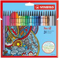 STABILO Pen 68 - Fein - 24 Farben - Mehrfarben - Rundspitze - 1 mm - Mehrfarben