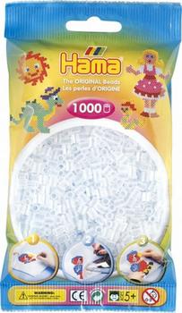 Hama Beutel mit Perlen 1000 Stück Transparent-Weiß (207-19)
