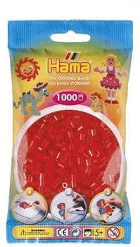 malte haaning Plastic Hama Beutel mit Perlen 1000 Stück Transparent-Rot (207-13)