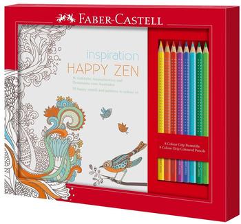 Faber-Castell Ausmalset Happy Zen mit 8 Colour Grip Buntstiften