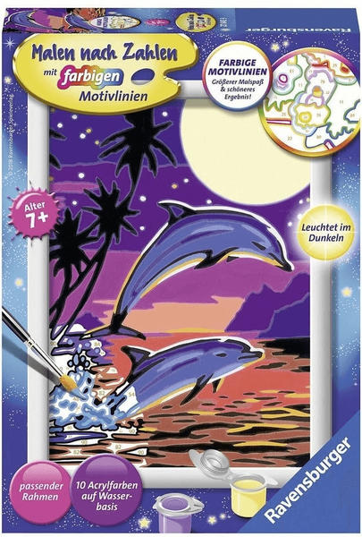 Ravensburger Malen nach Zahlen Delfine Mit Leuchtfarbe