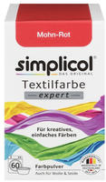 simplicol Textilfarbe expert, Mohn-Rot, f&uuml;r Waschmaschine, Pulver, Batikfarbe,...