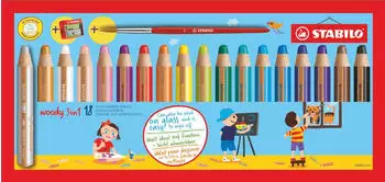 STABILO woody 3 in 1 18er Pack mit Spitzer + Pinsel