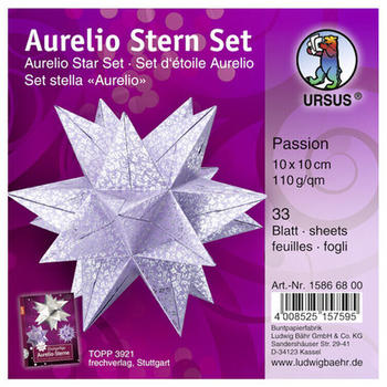 Ursus Aurelio Stern Set 110g 10x10cm 33 Blatt PASSION silber/hell-lila