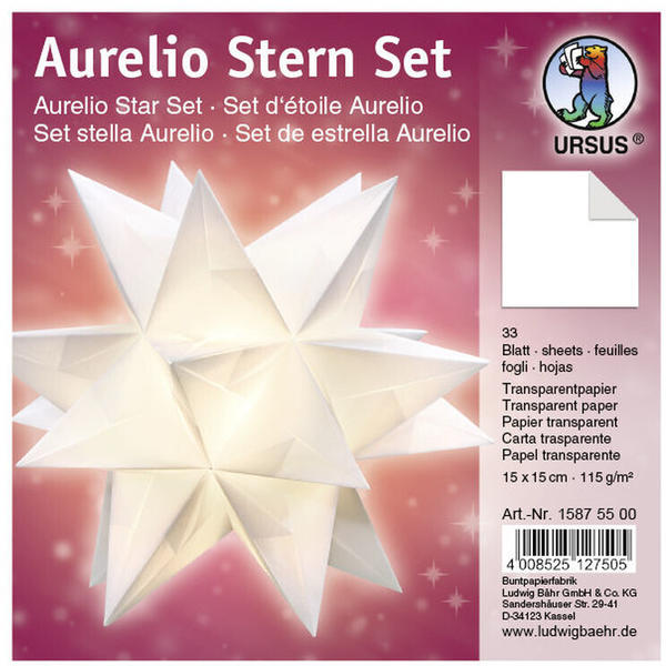 Ursus Aurelio Stern Set Transparentpapier 115g 15x15cm 33 Blatt weiß