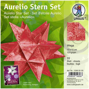 Ursus Aurelio Stern Set 120g/m² 15x15cm 33 Blatt Wega rot