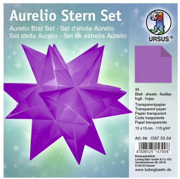Ursus Aurelio Stern Set Transparentpapier 115g 15x15cm 33 Blatt aubergine