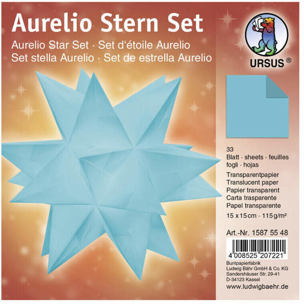 Ursus Aurelio Stern Set Transparentpapier 115g 15x15cm 33 Blatt petrol